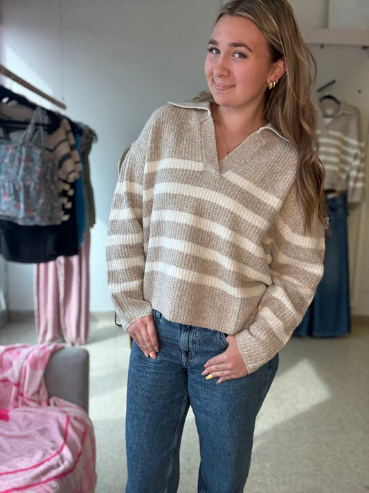 Sandstone Stripes Knit Top