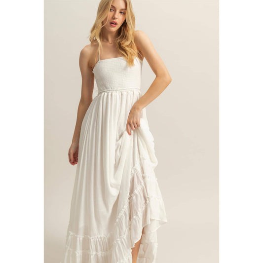 Halter Neck Smocked Maxi Dress