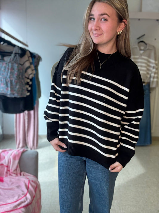 Midnight Stripe – Falling Lines Striped Sweater