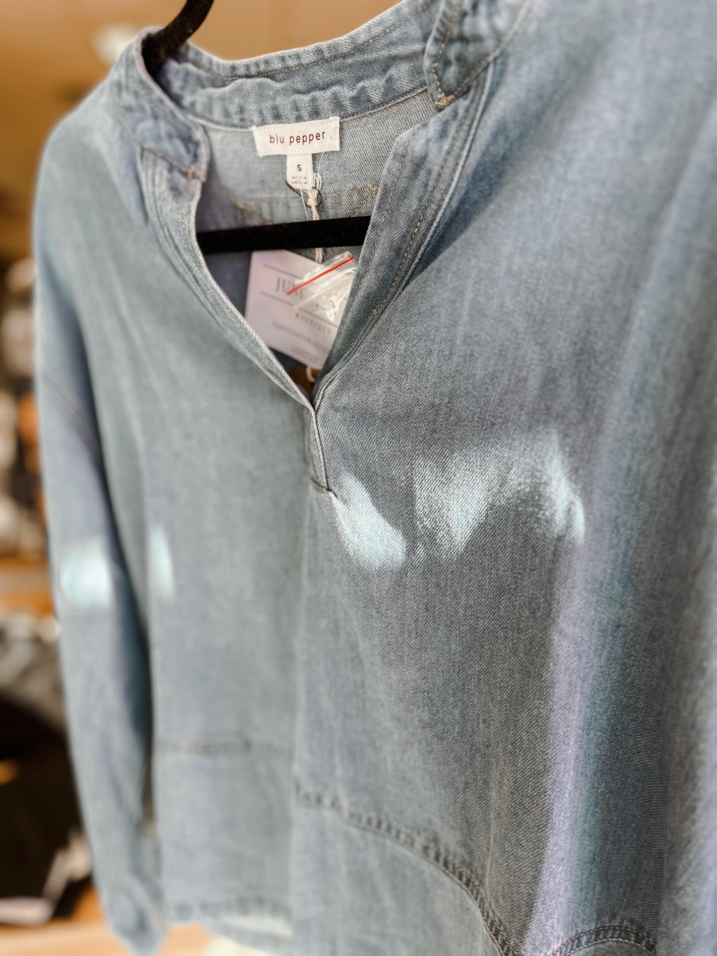 Denim Split Neck