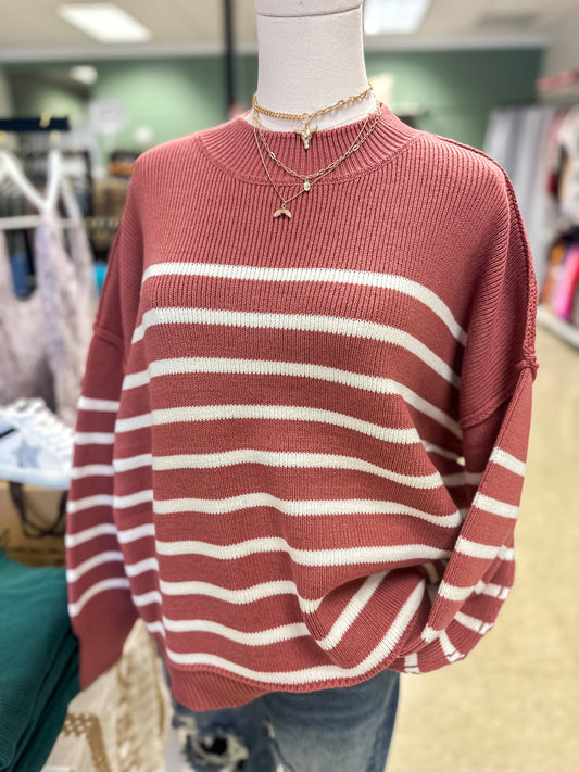 Winter Rose – Falling Lines Striped Sweater