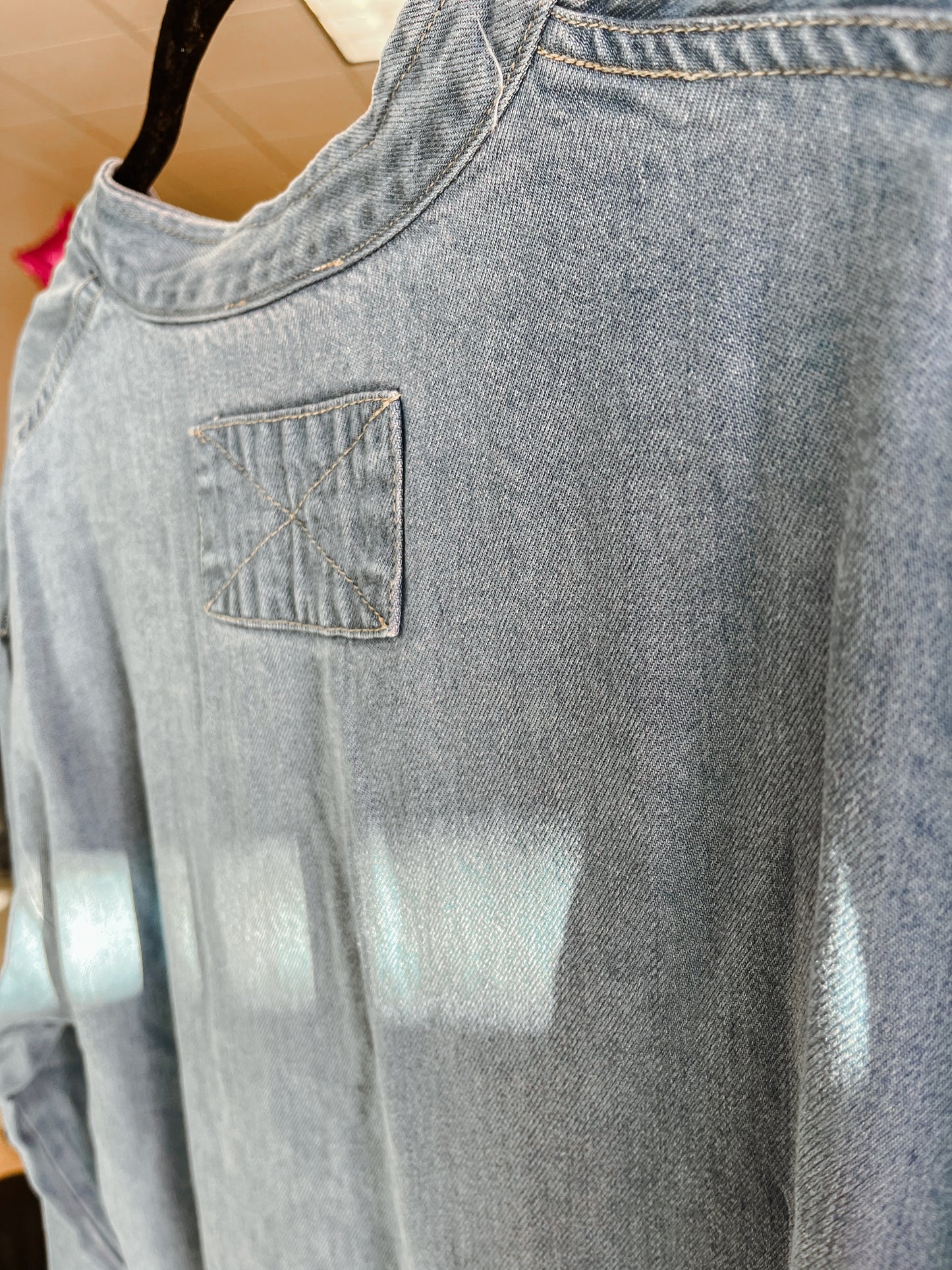 Denim Split Neck