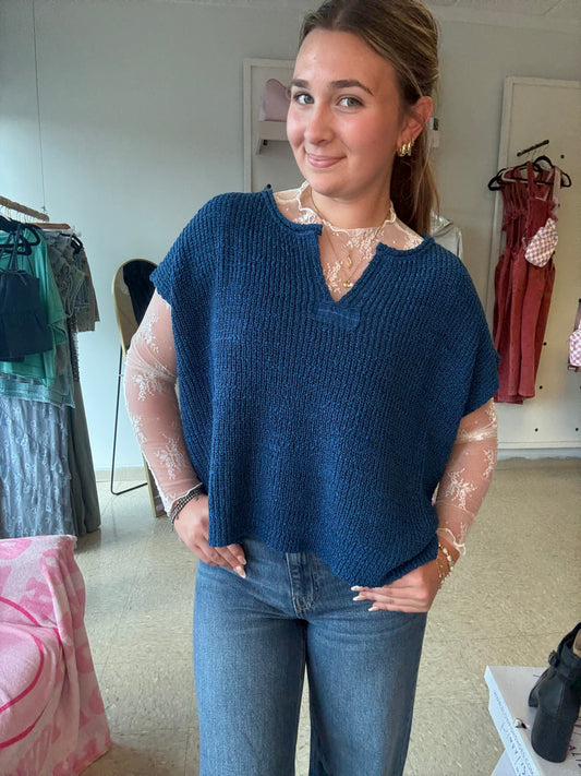 Harbor Breeze Deep Sea Knit Top