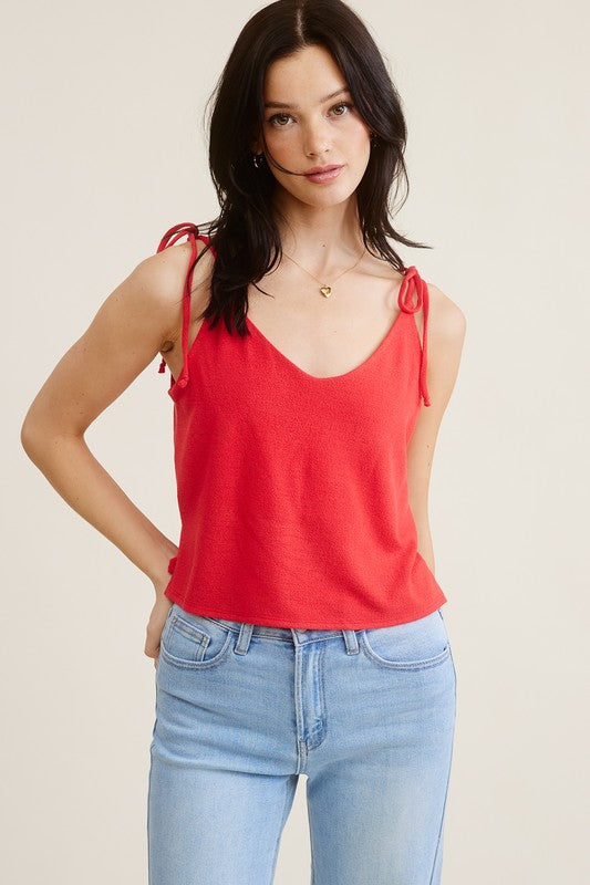 Red Crepe Hacci Top