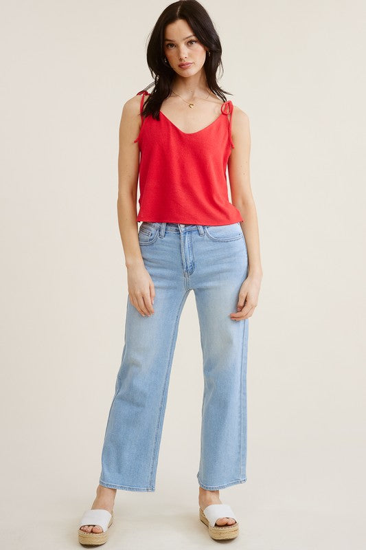 Red Crepe Hacci Top