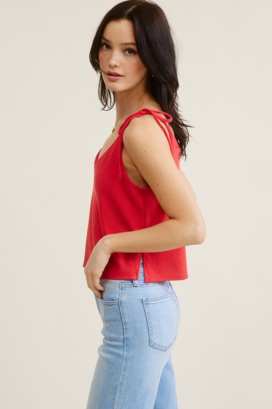 Red Crepe Hacci Top