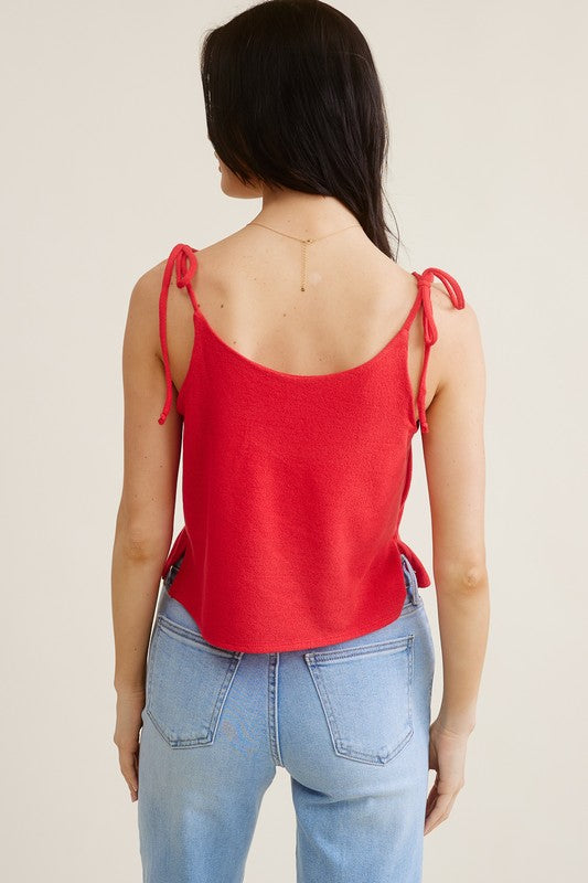 Red Crepe Hacci Top