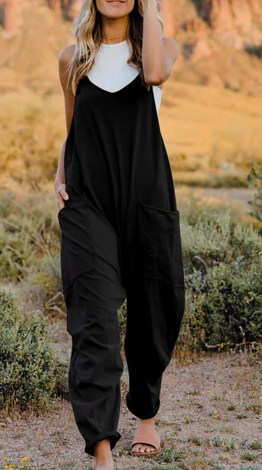 Double Take V-Neck Sleeveless Jumpsuit with Pocket