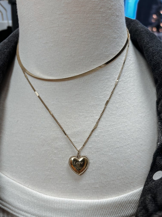 Double Chain Heart "I Love You" Necklace