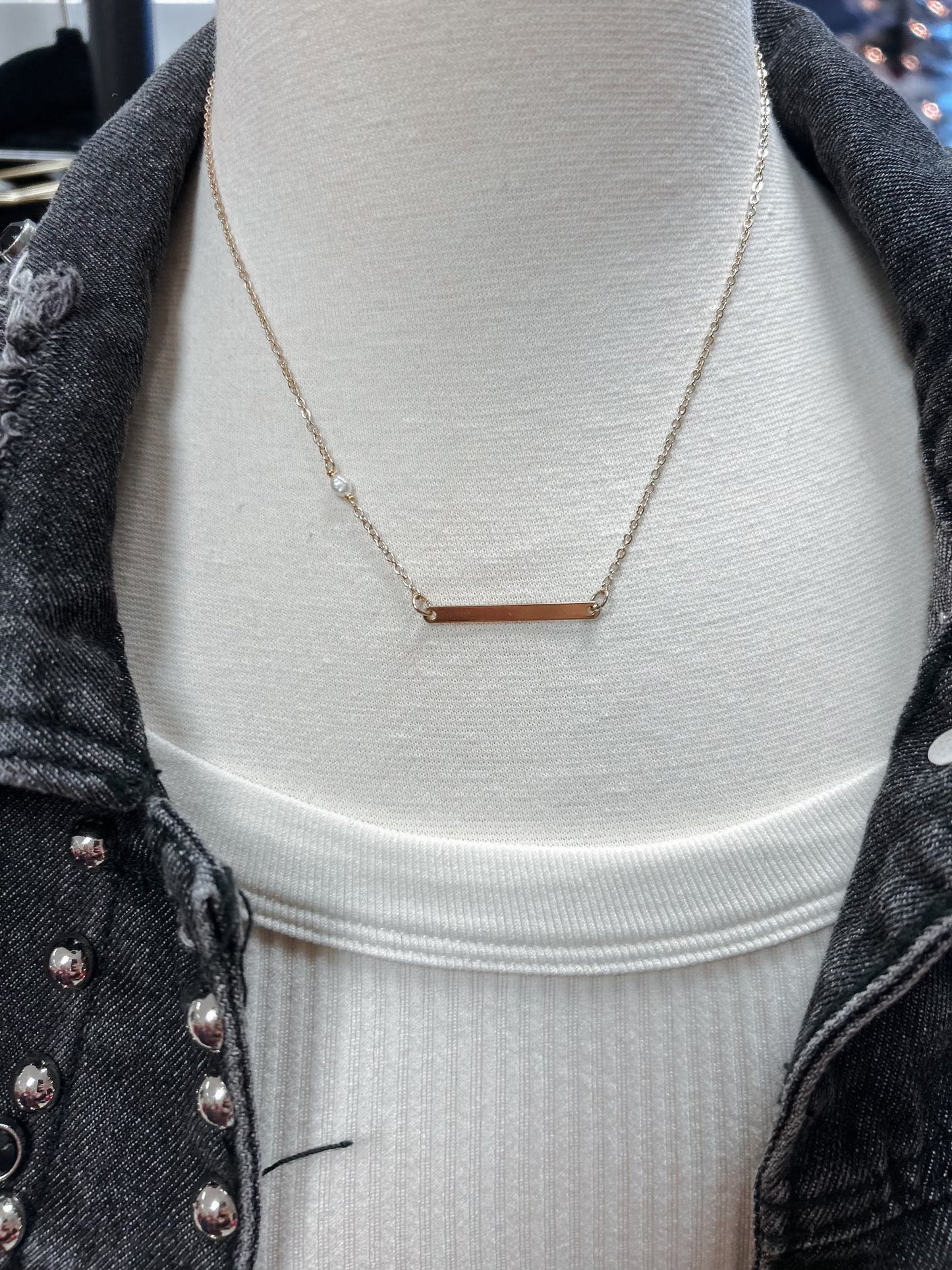 Gold Necklace with Pearl Accent