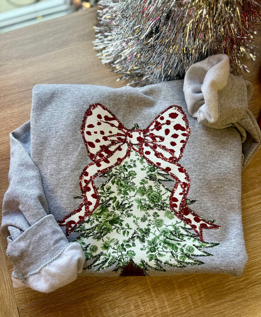 Glitter Christmas Tree Crew - Grey