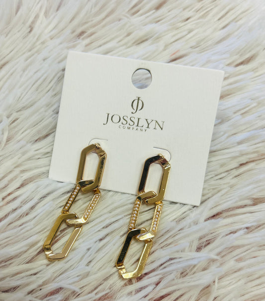 Triple Link Gold Earrings