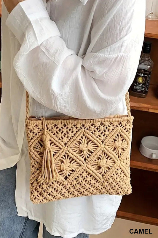 Woven Tassel Shoulder Bag