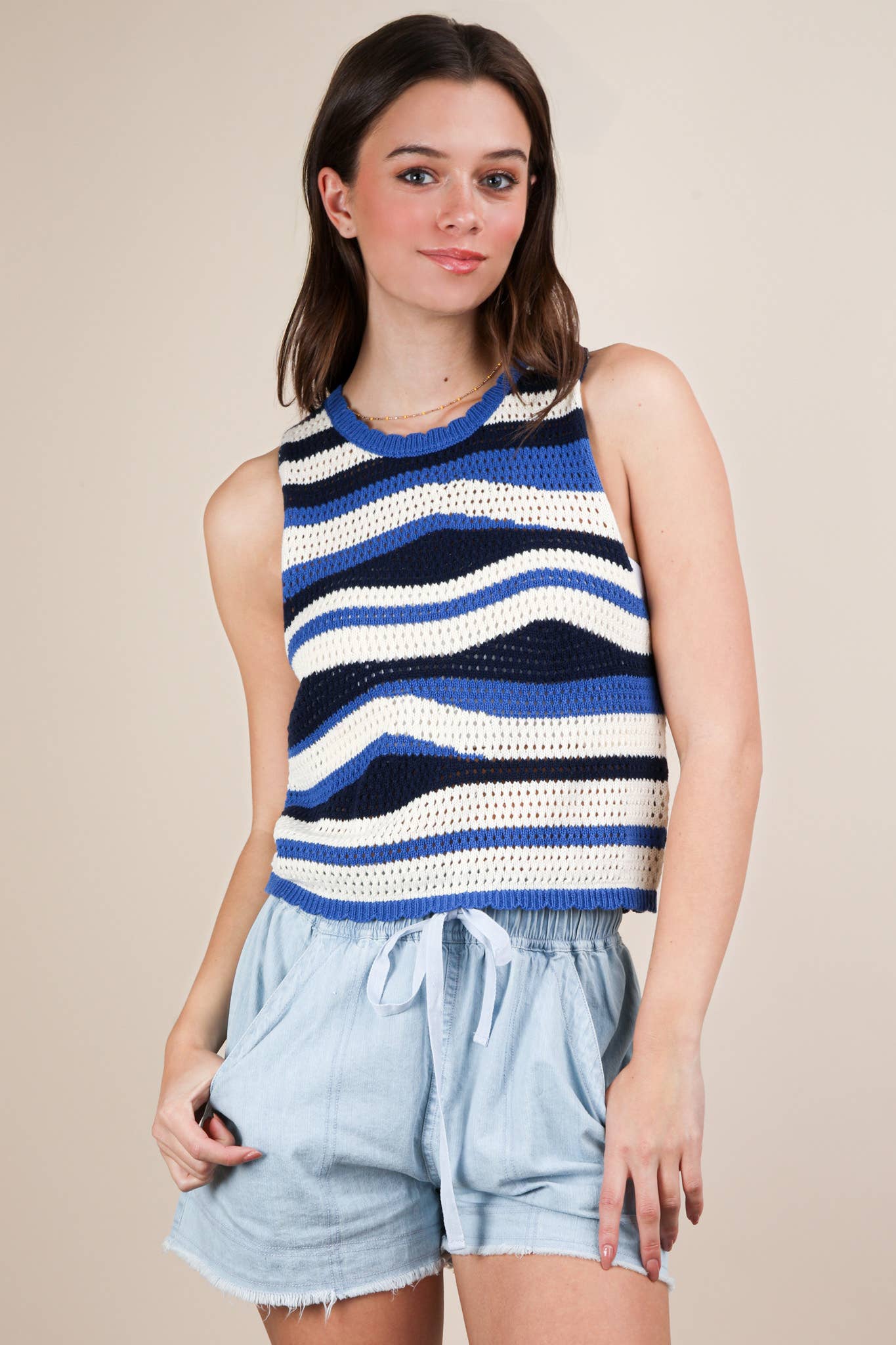 Stripe Knit Crop Sweater Top
