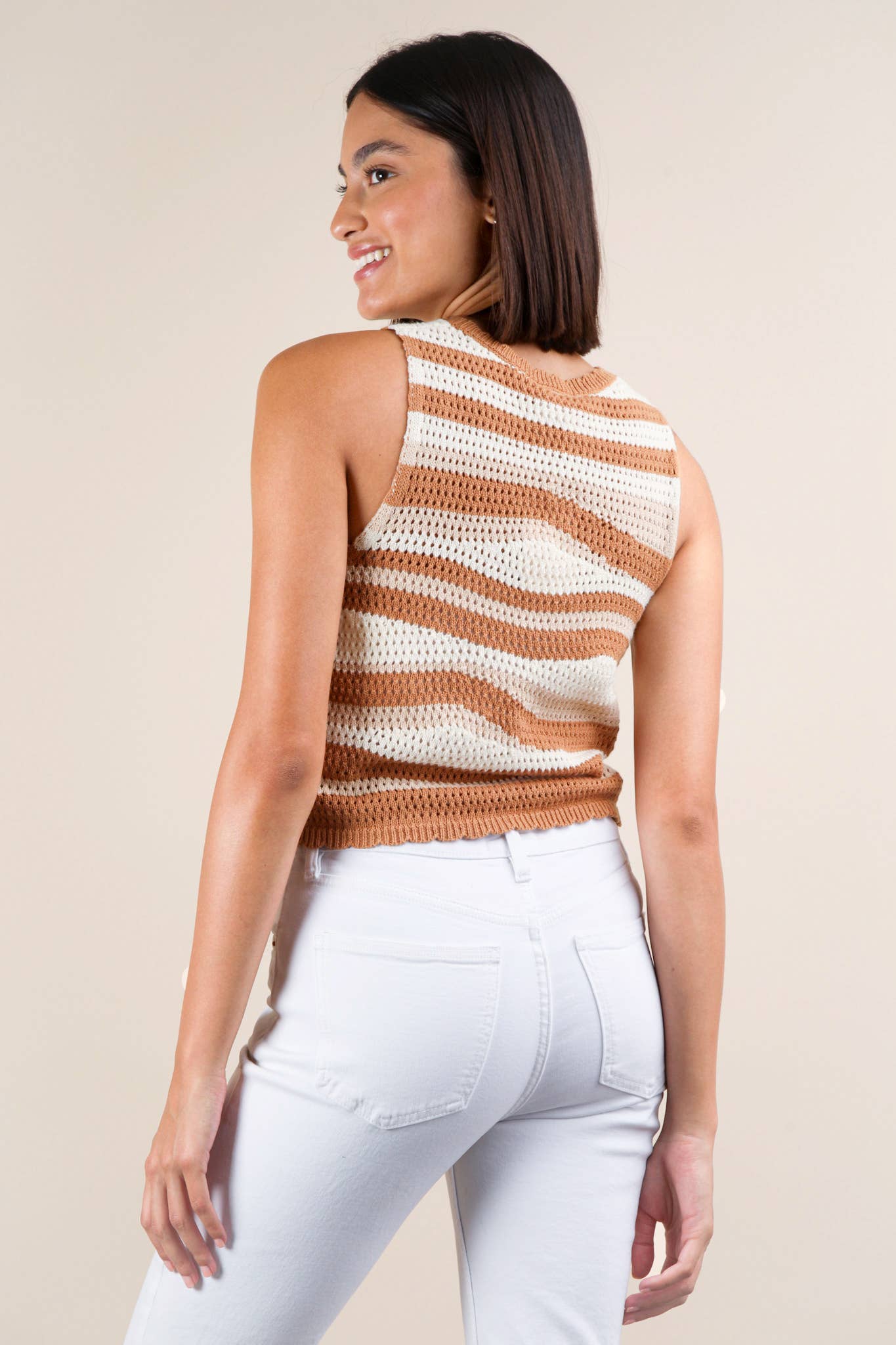 Stripe Knit Crop Sweater Top