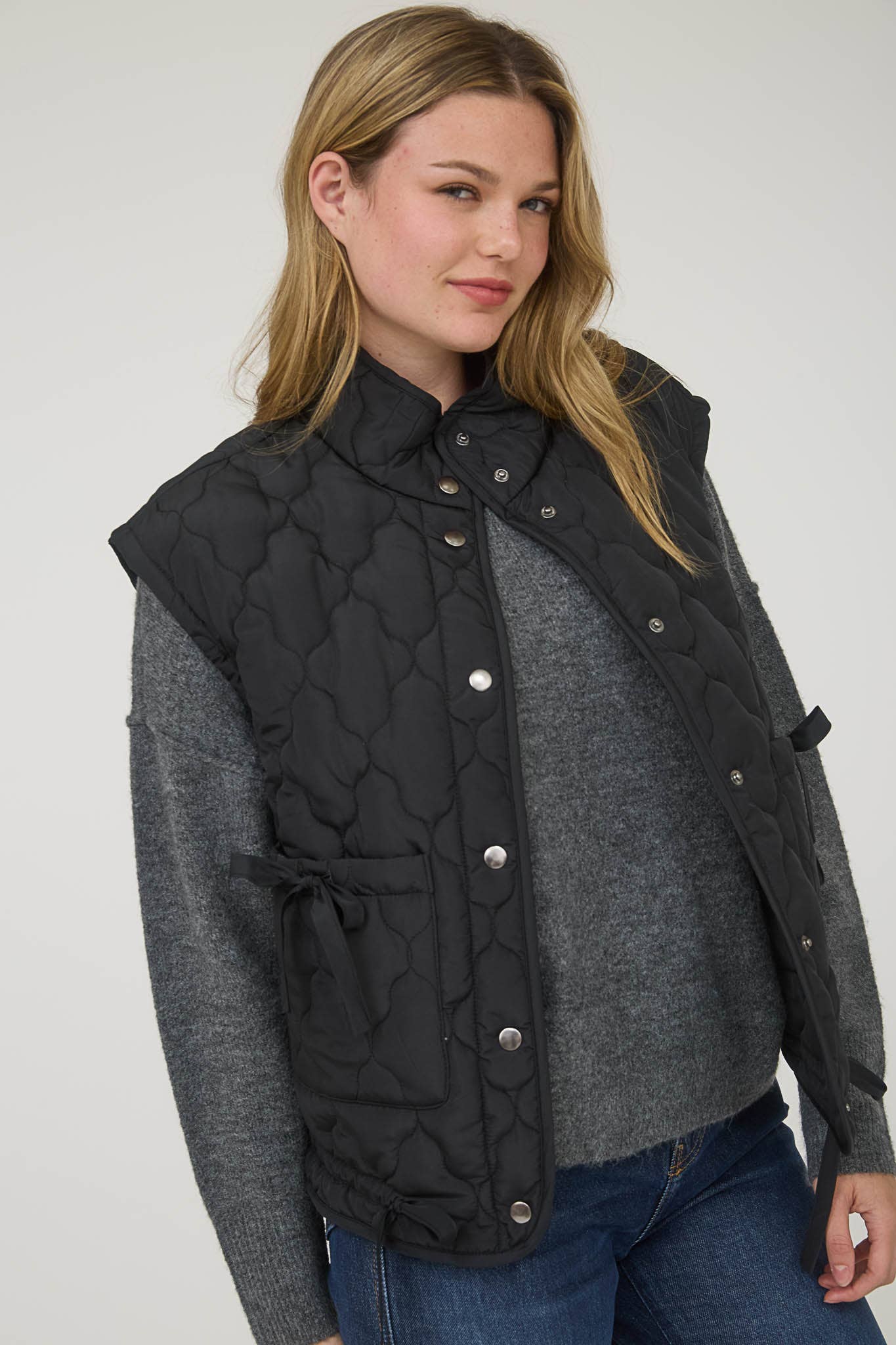 The Emerson Quilted Vest Black