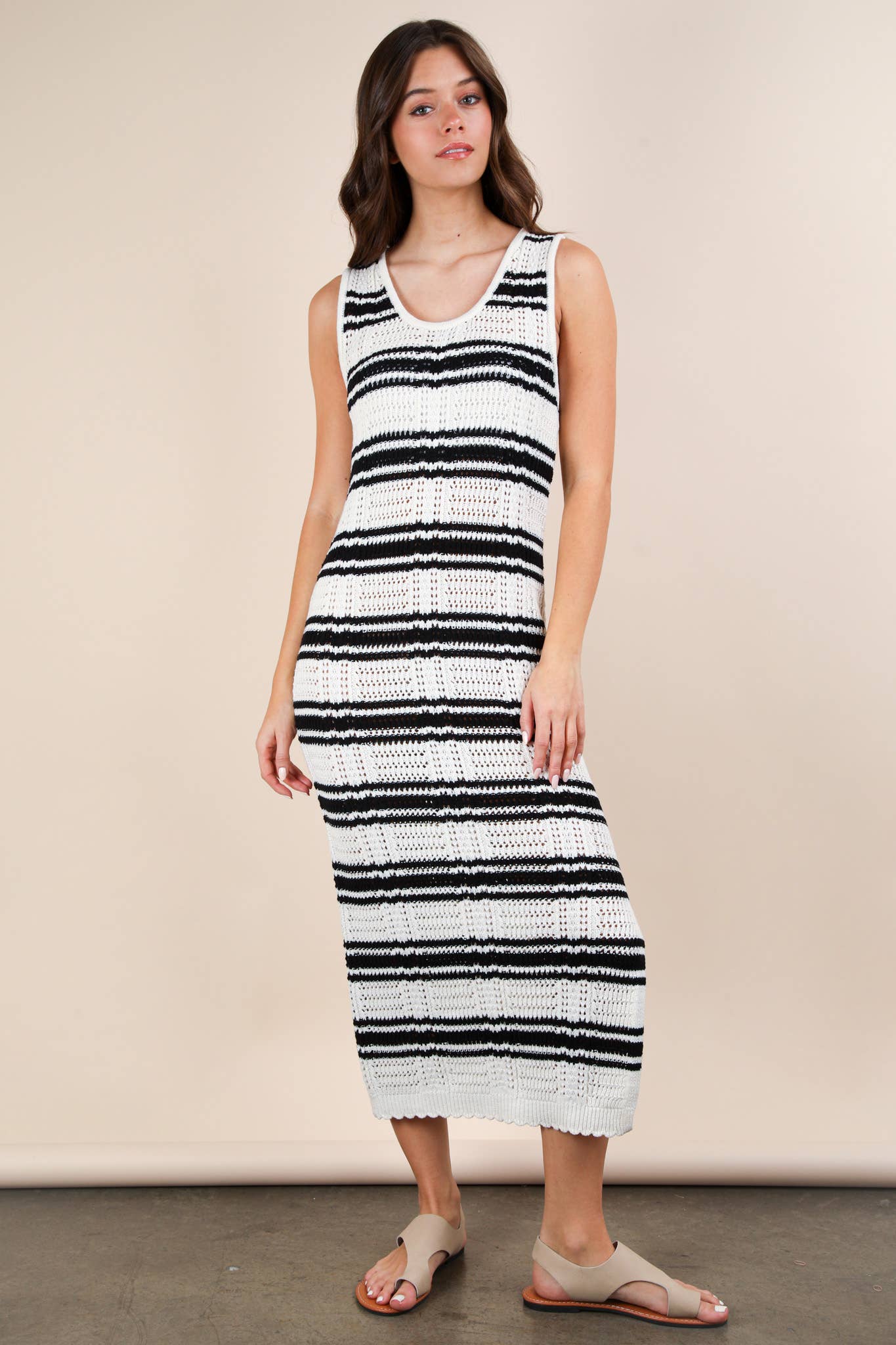 Stripe Knit Midi Dress