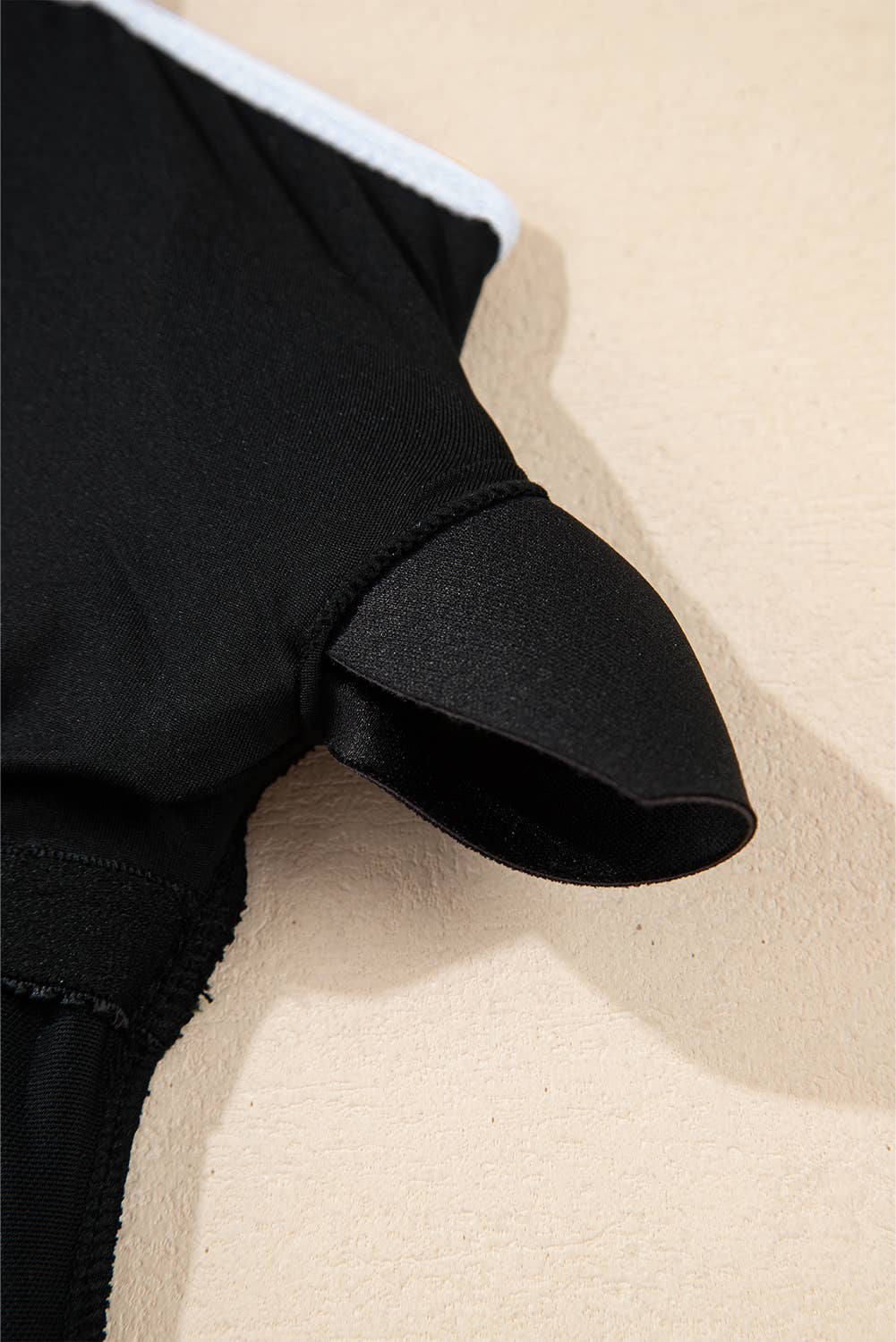 Colorblock Edge Belted High Waist One Piece Swimsuit: Black / Missy / XL
