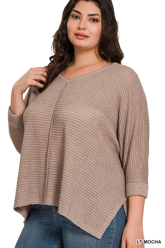 Mocha Bliss Lightweight Knit Sweater- Curvy