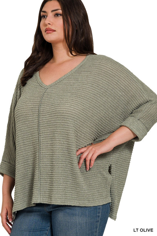 Sage Serenity Lightweight Knit Sweater- Curvy